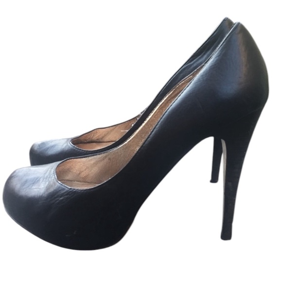 Vintage Y2K Dolce Vita Black Leather Platform Stiletto High Heeled Pumps Shoes - Picture 2 of 15